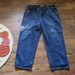 Baggy WideLegged Davucci Vintage Embroidered Heavyweight Jeans 44x33